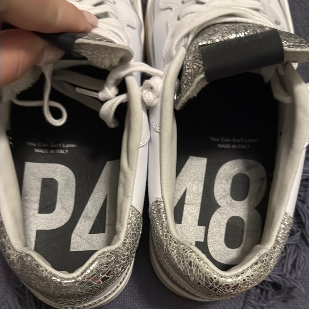 P448 White Sneakers with Silver Details - Picture 5 of 6